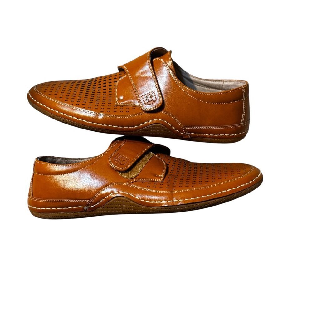 Stacy Adams Perforated Leather Loafers Mens 11 Brown Slip On Comfort Dress Casua